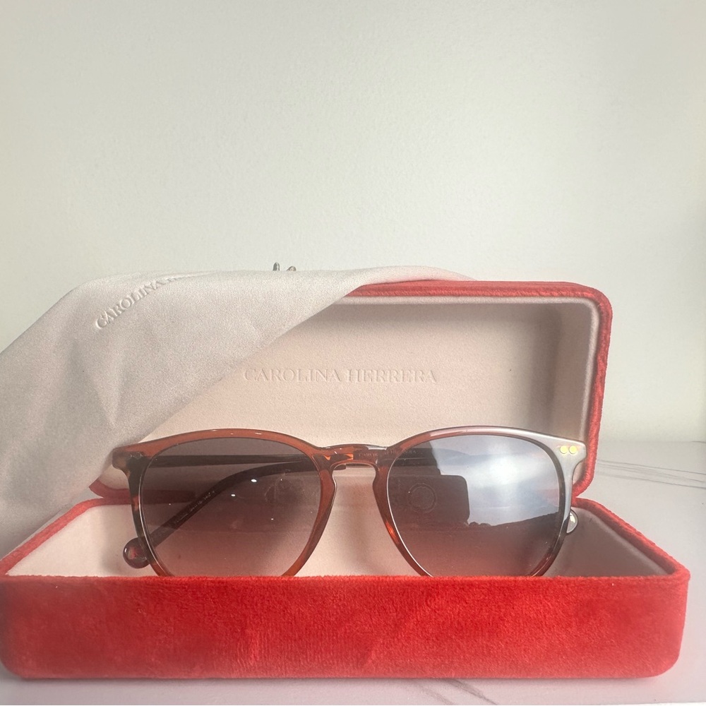Carolina Herrera Tortoise Sunglasses with Red Case